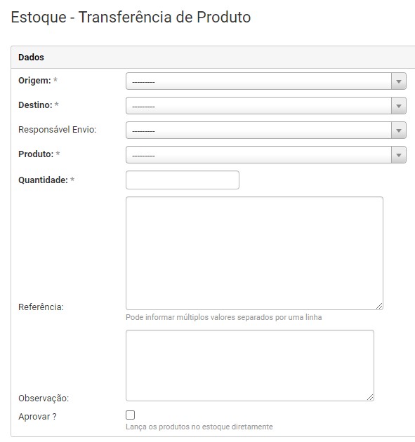 Campos da Transferencia Lote Referencia