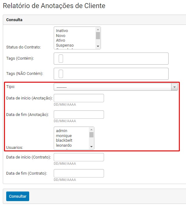 Filtros de Anotação