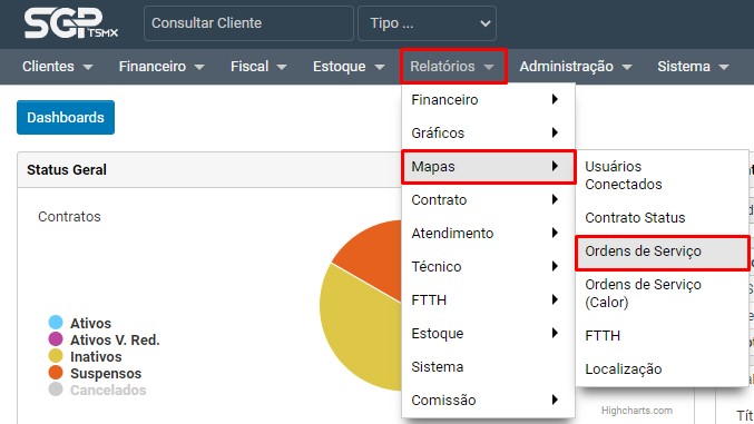 Relatórios - Mapas - Ordens de Serviço