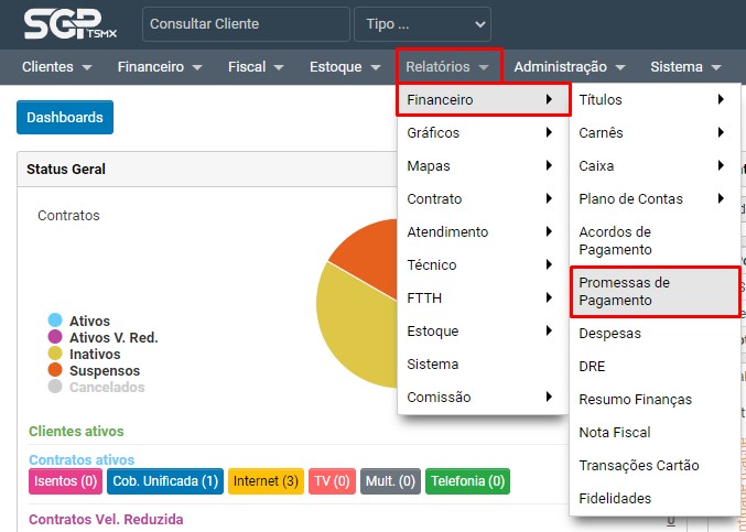 Relatórios - Financeiro - Promessas de Pagamento