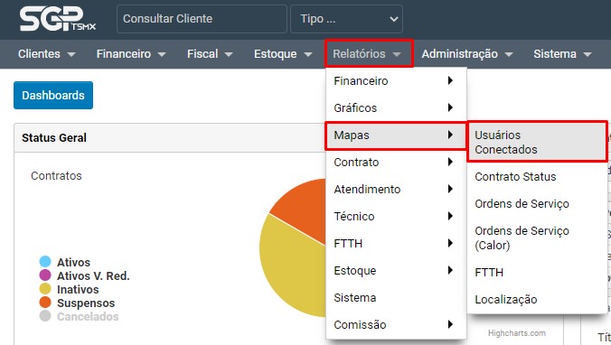 Relatórios - Mapas - Usuários Conectados