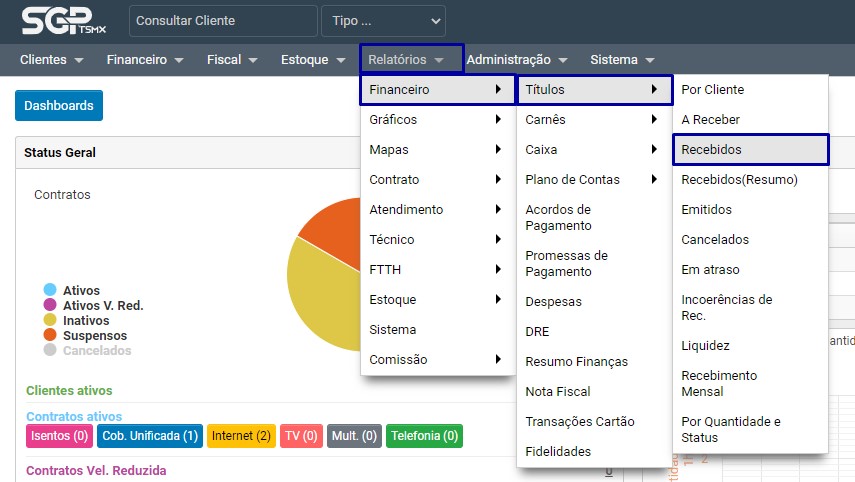 Relatórios - Financeiro - Títulos - Recebidos