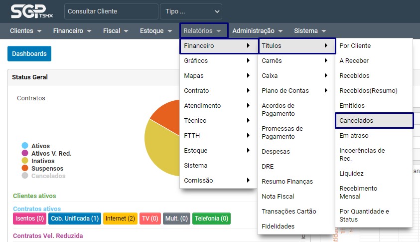 Relatórios - Financeiro - Títulos - Cancelados