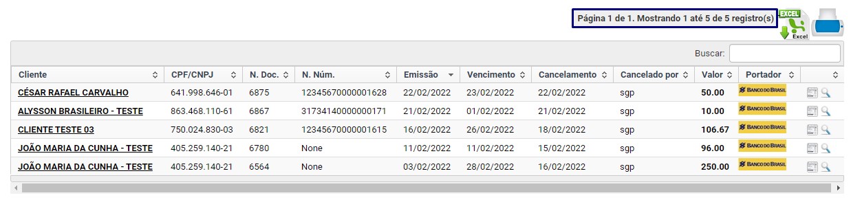 Títulos Cancelados na segunda busca