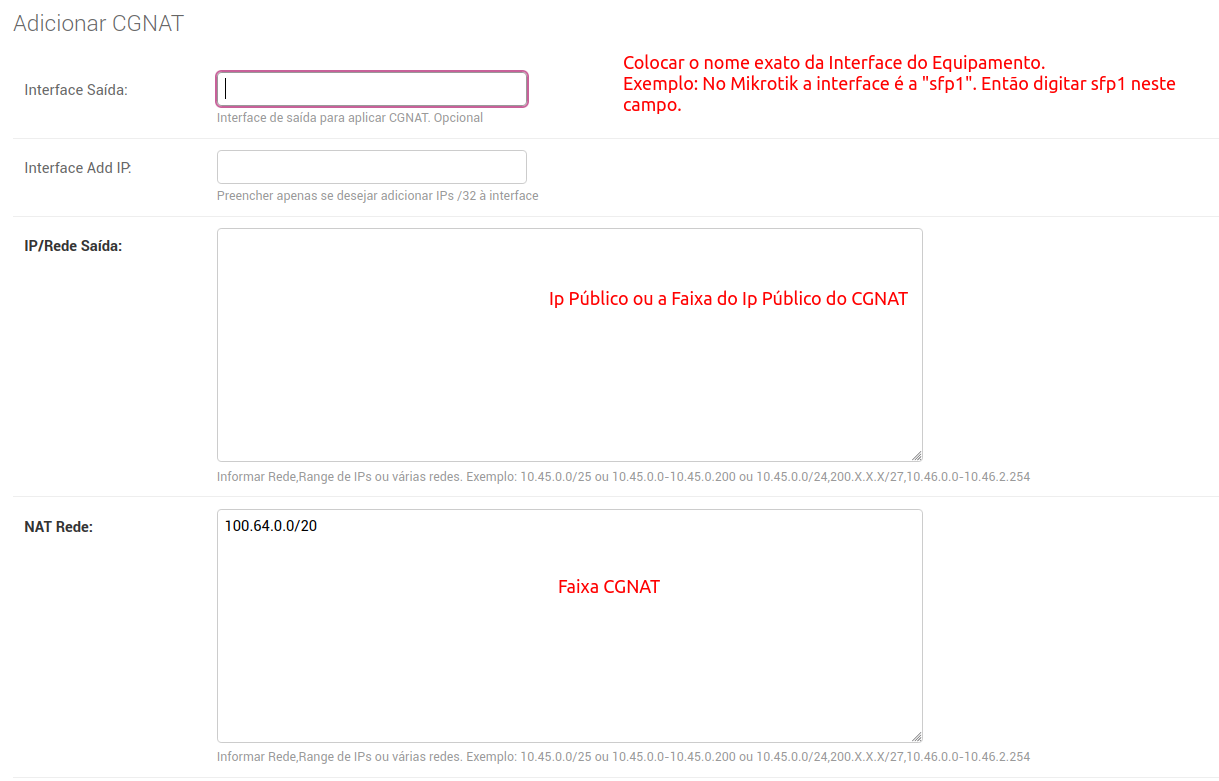 Campos de Configuração do CGNAT Parte 1