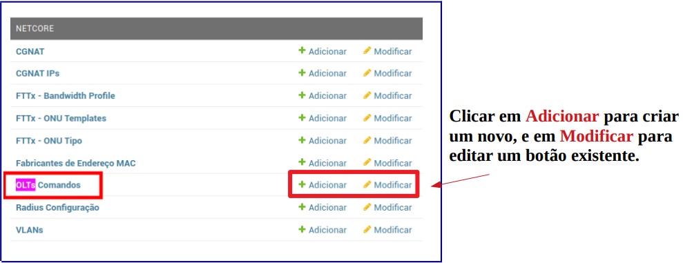 Informações sobre adicionar e modificar