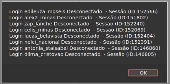 Resultado da desconexão