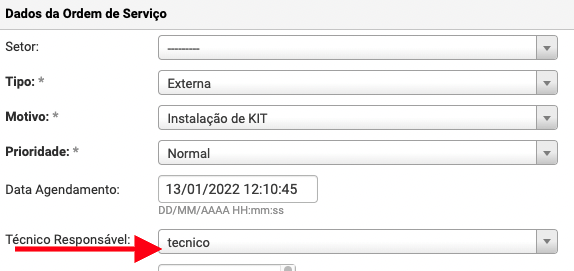 Técnico Responsável na O.S.